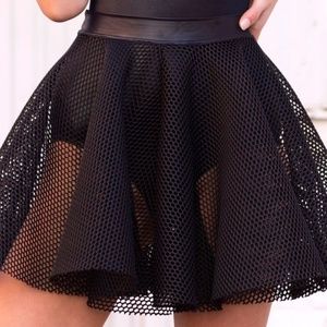 BlackMilk Caught Up Cheerleader Fishnet Skirt